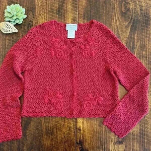Plaza South Knits | Maroon Loose Knit Wool Blend Button Down Cardigan